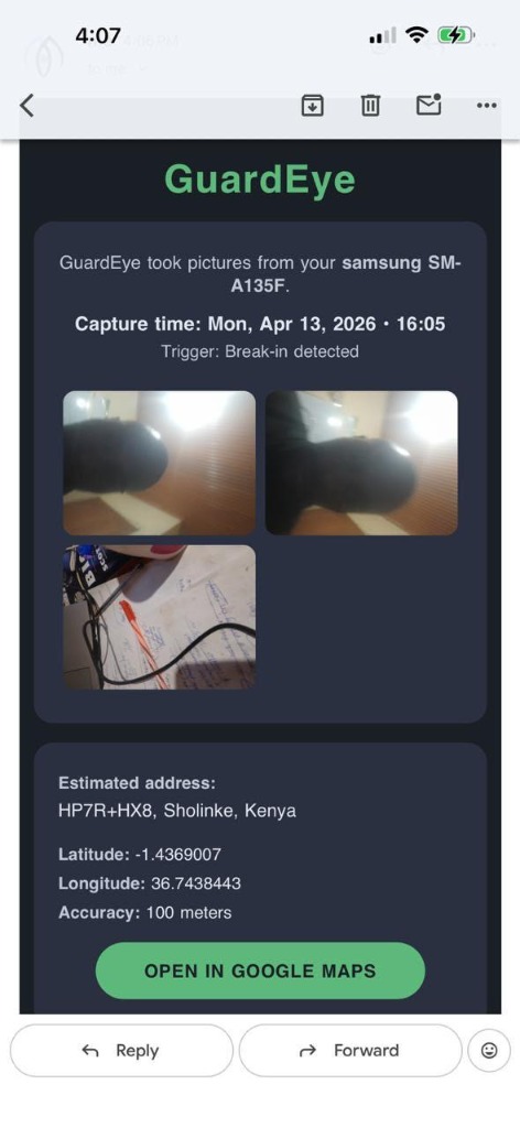 Captured intruder photo sample
